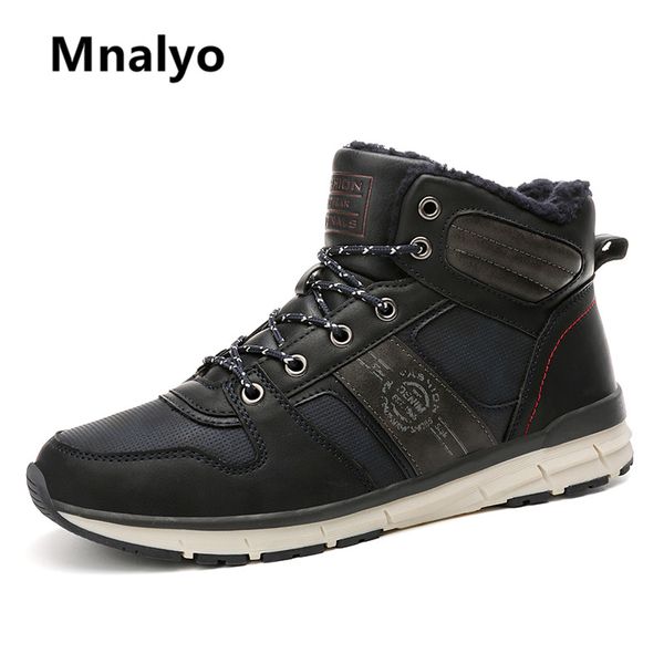 

mixidelai brand fashion men winter snow boots super warm fur male ankle boots waterproof non-slip men's casual work, Black