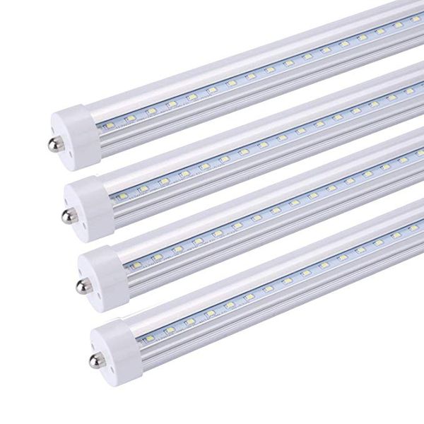 

T8 t12 8ft led tube light 40w ingle pin fa8 lamp 6000k cool white fluore cent bulb replacement clear cover dual ended power