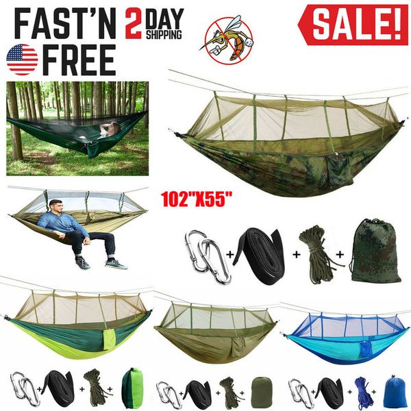 

portable double hammock with mosquito net account camping hanging bed swing chair hanging chair