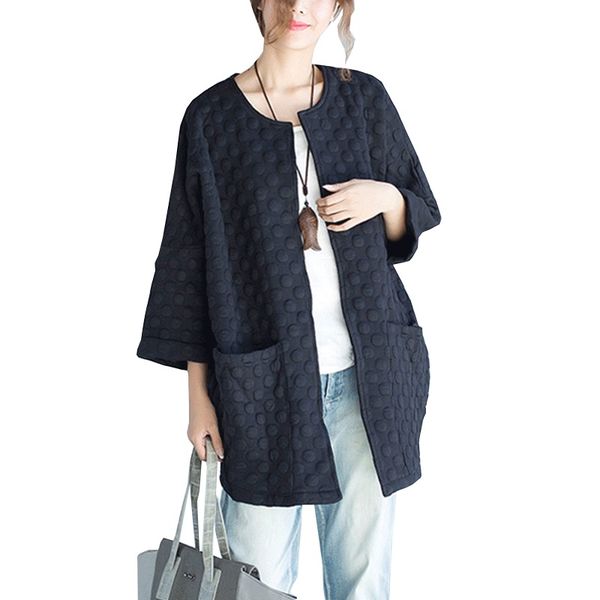 

plus size windbreaker women's spring elegant casual fashion woman solid color jacket loose pocket cardigan coat outwear, Black;brown