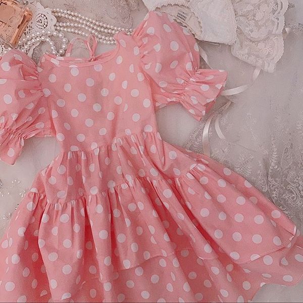 

owligbaby 2020 spring girls dress dots cotton children clothes dress wholesale, Red;yellow