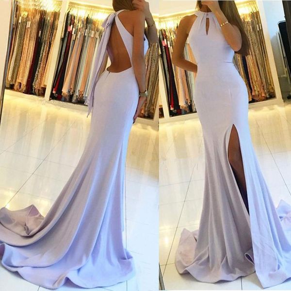 

prom dresses mermaid halter neck sleeveless split sweep train for weddings evening party gowns wear, Black