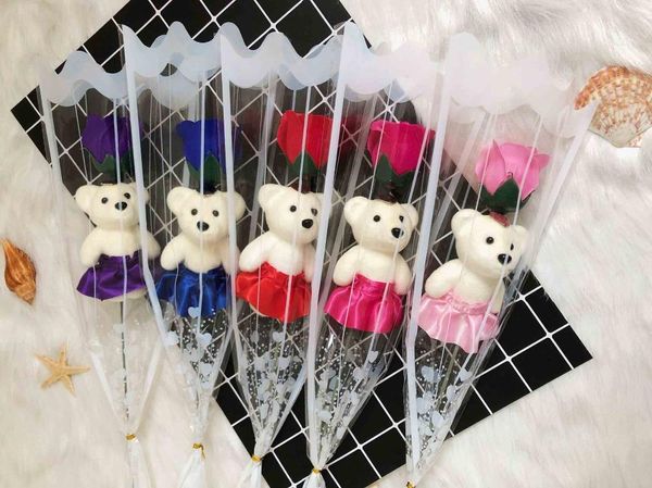 

valentine's day creative gift bear rose flower soap cartoon bouquet party wedding decoration multicolor ing