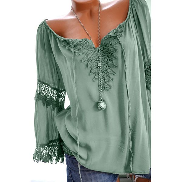 

feitong linen large size blouse women off shoulder cotton lace blouse frenulum long sleeves tunic shirt blusas mujer de moda, White