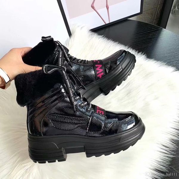 

2019 winter new lace boots children's wild fashion short boots sponge cake thick bottom plush warm snow boots cotton shoes size 35-40