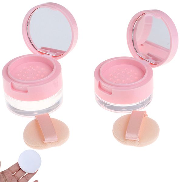

portable plastic box empty loose pot with sieve mirror cosmetic sifter loose jar travel makeup container