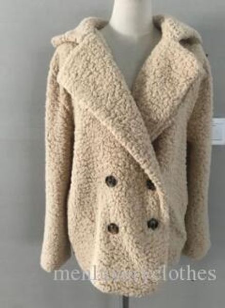 

женщины плюшевые сплошной цвет куртки кнопки turn down воротник карманный designer winter coats, Black;brown