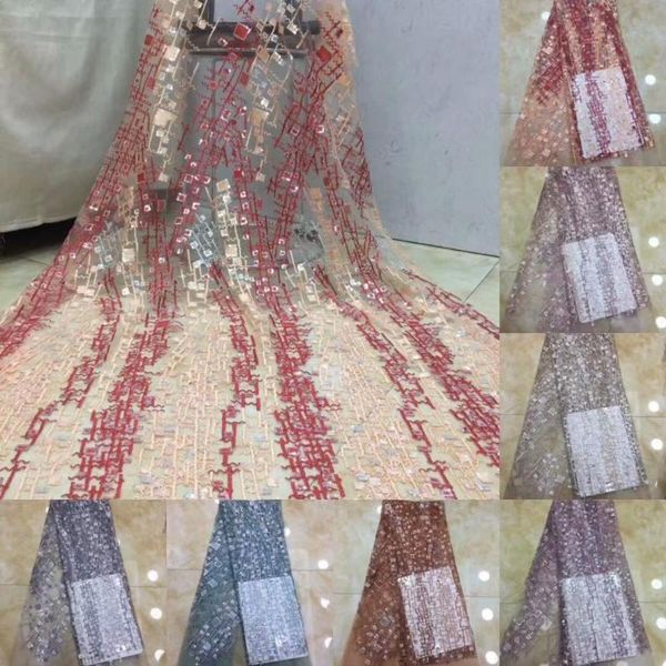 

ribbon 2021 african sequins lace fabric french net embroidery nigerian tulle fabrics for wedding party dress dpa11, Pink;blue
