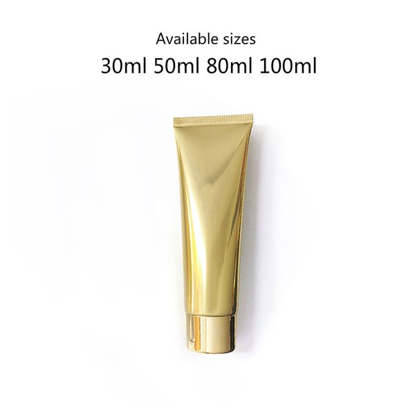 30ml 50ml 80ml 100ml ouro plástico garrafa de alumínio cuidado pele creme macio tubo de corpo vazio loção de loção de loção de embalagem frete grátis