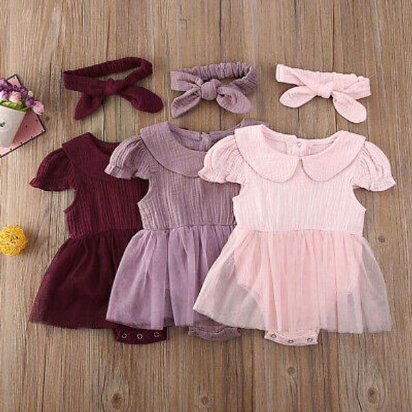 

2pcs toddler kids baby girl summer clothes lace ruffle playsuit jumpsuit dress outfits, Blue