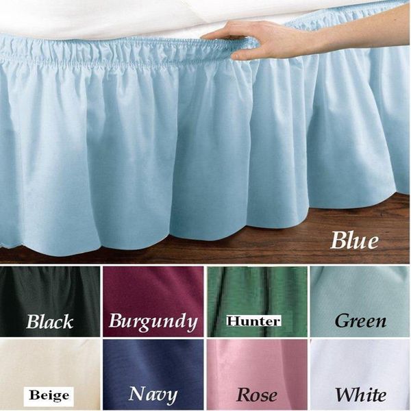 

Fabric Sides Wrap Around Elastic Solid Bed Skirt, Easy On/Easy Off Dust Ruffled Bed Skirts 16 Inch Tailored Drop (Chocolate Queen/King