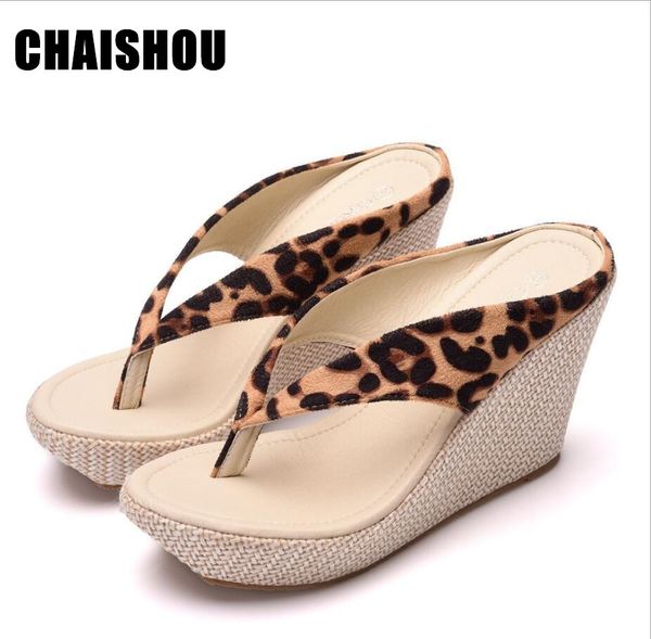 

2019 women summer plus size shoes woman flip flop high heels wedges platform fashion beach sandals zapatos mujer d-36, Black