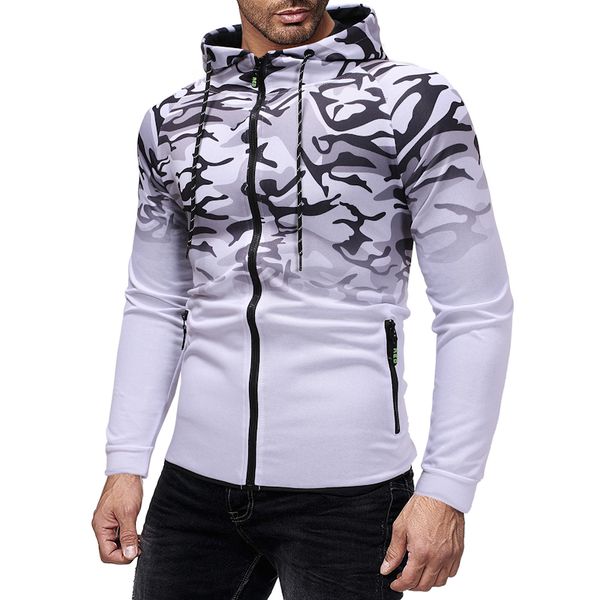

2019 new style men's casual sports zip-up hoodie 3d gradient printed zip-up hip hop fashion leopard print jacket, Black