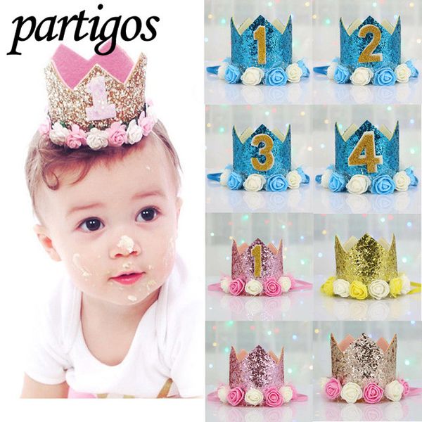 

happy first birthday party hats decor cap one birthday hat princess crown 1st 2nd 3rd year old number baby kids hair accessory