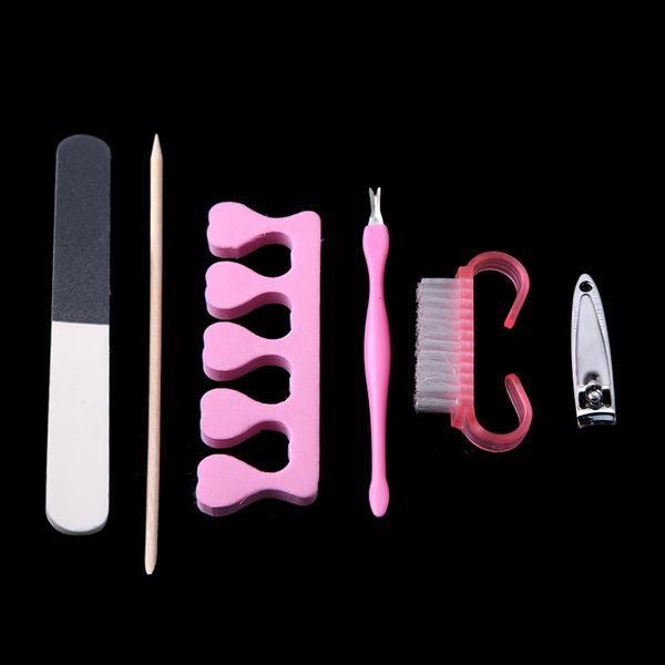 

8 pcs/set nail art manicure tool buffer sanding polishing brush dead skin fork finger separator nails clipper kit 88