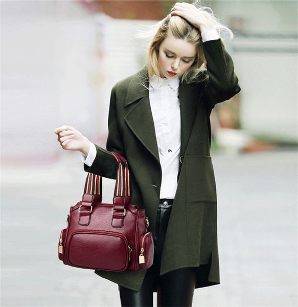 

ribbon pu womens boston bags solid color big size lady fashion bags designer womens shoulder handbags
