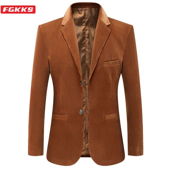 

men's suits & blazers fgkks brand men fashion business casual suit jacket spring autumn slim fit corduroy male, White;black
