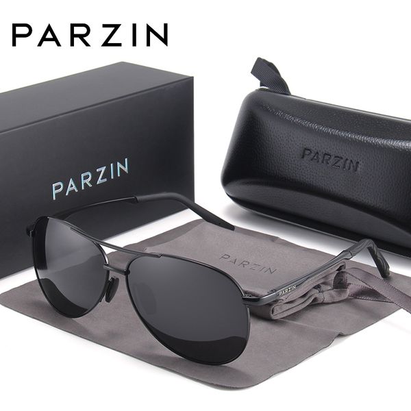 

parzin men polarized pilot sunglasses vintage metal frame brand designer classic driving sun glasses male, White;black