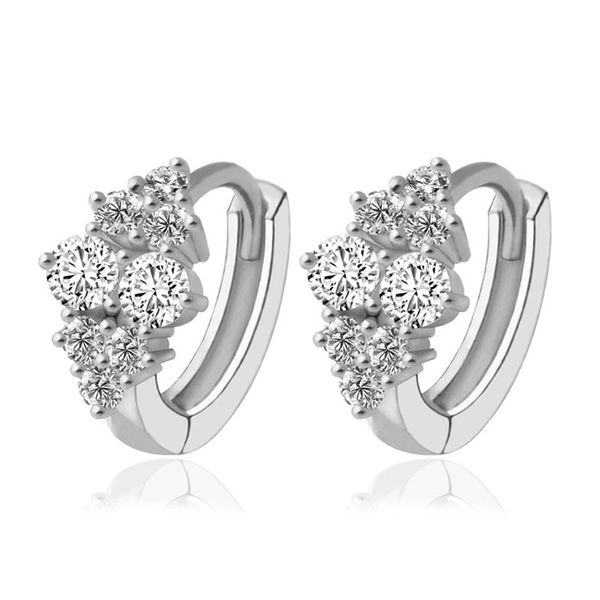 

new arrival silver color brinco fashion party jewelry stud earrings white cubic zircon fine earring for women gift, Golden;silver