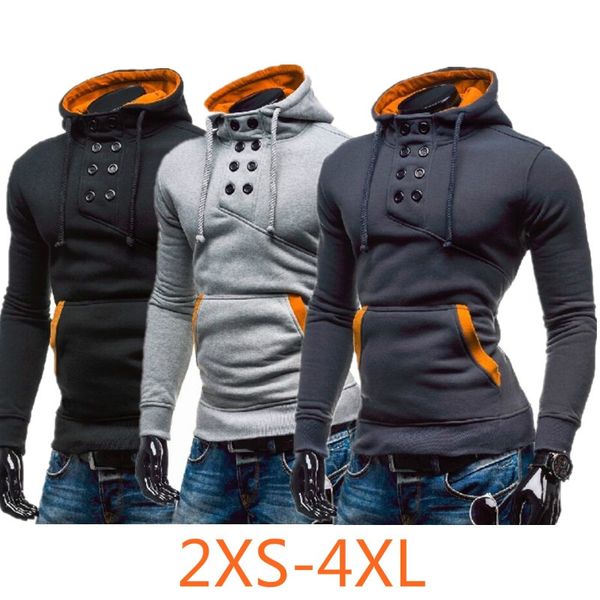 

geek autumn and winter men's hoodie fashion pure color add wool sports casual thick coat xs-4xl, Black