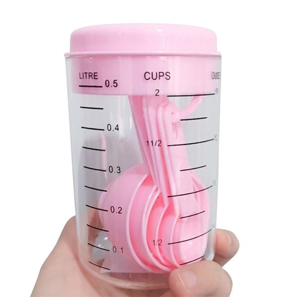 

7 pcs/set plastic measuring cup kitchen blue measuring tools spoons sets for kitchen baking coffee home kitchen tool 2