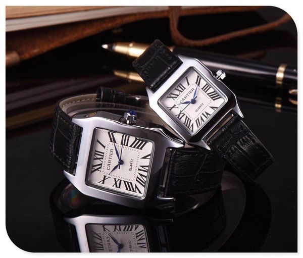 

cartİer ashion man/women watch casual leather strap new dress luxury quartz watch square cartİer tank solo wristwatch