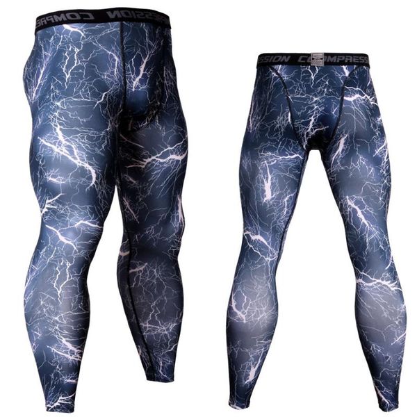 

pro men's basketball leggings tight elastic compression fitness trousers running quick dry camouflage pants, Black;blue