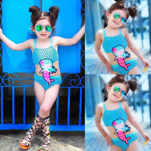 

baby swimwear 2018 summer baby girls cartoon mermaid swimwear one piece swimsuit 6m- 5t age fit kids girls bthing suit beachwear