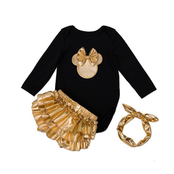 

ykloving качество хлопок новорожденный девочка одежда детские ползунки с длинными рукавами золотой pp брюки 3 шт. костюм, White