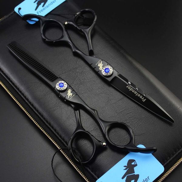 

6.0 inch black lacquered gemstone three-toothed sword back hairdressing scissors flat-cutting tooth-cutting