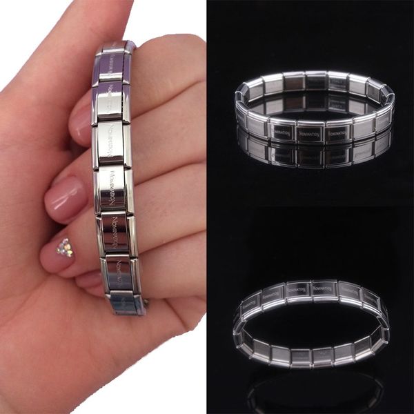 

charming steel 1pc bracelet sale stainless bangle elastic women men lettering, Black