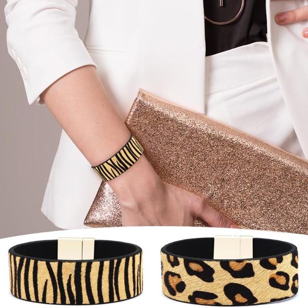 

horse hair lady leather bracelet fashion print magnet women bracelets, Black