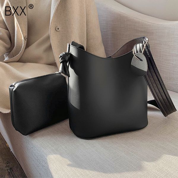 

bxx] pu leather crossbody bucket bag for women 2020 large capacity shoulder messenger bag lady travel handbags and purses hk095