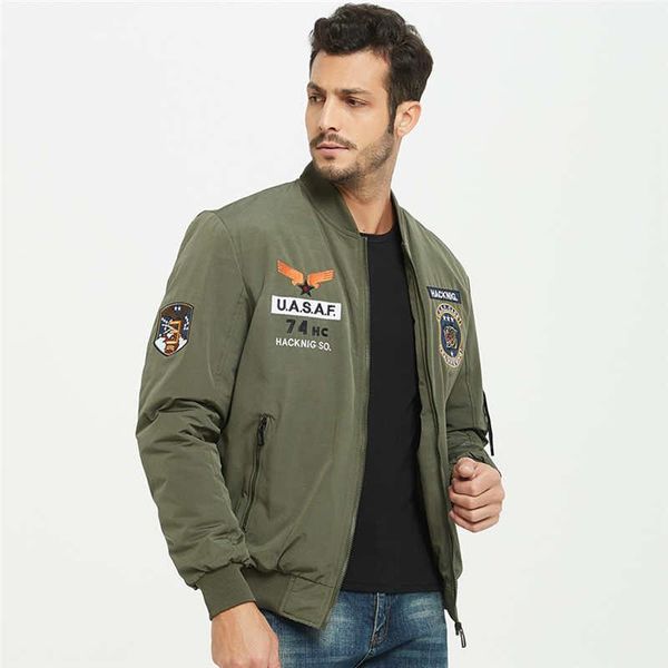 

autumn winter thicked men baseball jacket fashion eagle tiger embroidery stitching windbreaker cotton lining thicken male bomber jackets, Black;brown
