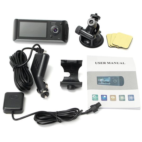 

g-sensor with night-vision dual lens gps camera hd car dvr dash cam video recorder