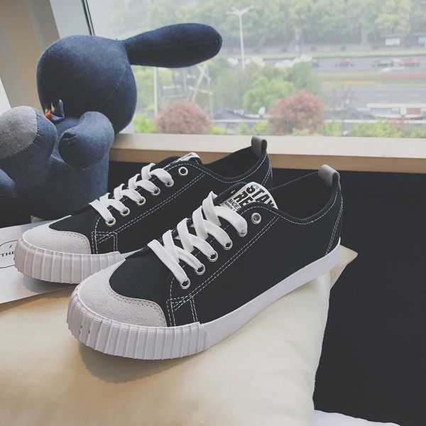 

qwedf 2019 big size new men canvas shoes men shoes casual shoe student autumn zapatos hombre walking wild simple/life g11-26, Black