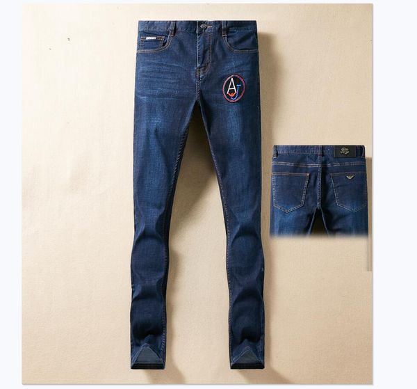 

2020 men's skinny jeans hip-hop cowboy pants men luxury designer brand 1a armani jeans 1a embroidery, Blue