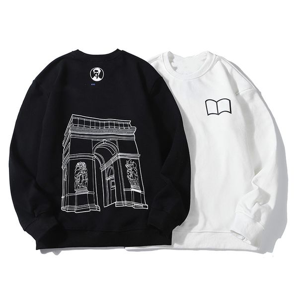 

fashion men's autumn hoodies brand women's pullover hoodies o-neck designer couple hoodies with geometric and letter print 2 color, Black
