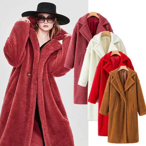 

teddy plush lamb's wool coat jacket women's fur coat women 2019 winter women's blouse plus size women winter clothing, Black
