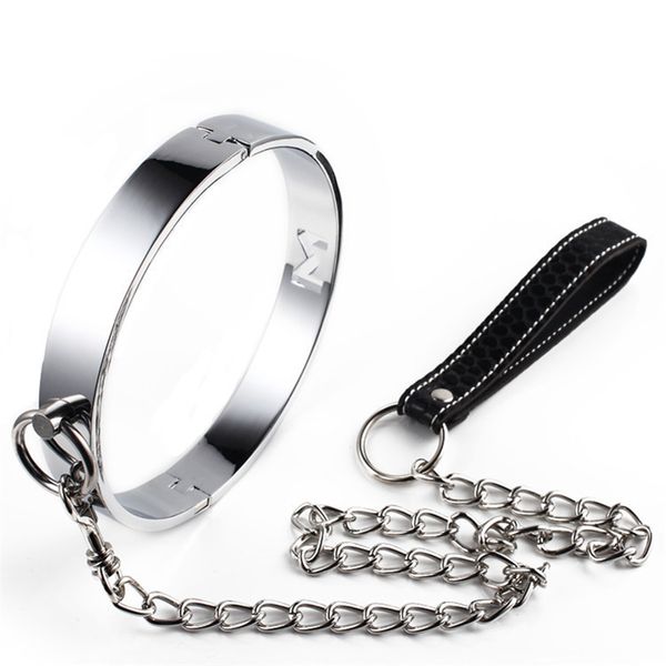 Collare a catena in metallo BDSM con guinzaglio Bondage BDSM Collana con feticci Giochi di schiavi erotici per adulti Giocattoli sessuali per donne Accessori sessuali Y19052403