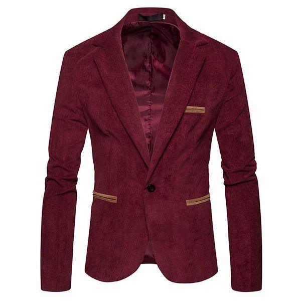 

jacket mens corduroy blazer fashion single button solid color mens long sleeve spring male apparel v neck suits, White;black