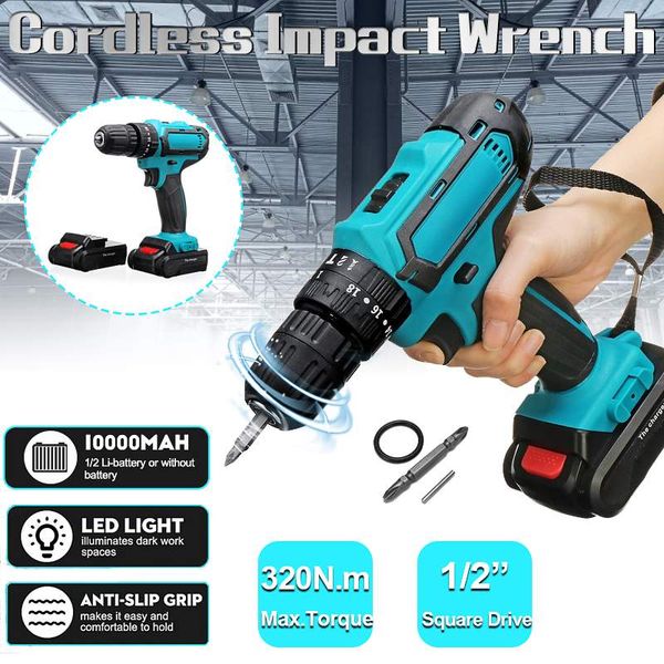 

21v electric cordless screwdriver drill 320nm torque electric drilling machine mini hand drill wireless power tool 1/2-inch