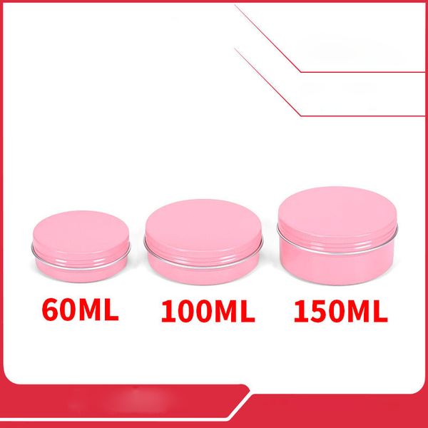 

60ml/100ml/150ml empty pink aluminum jars wholesale tea candy storage boxes eyeshadow lip balm pot container tins