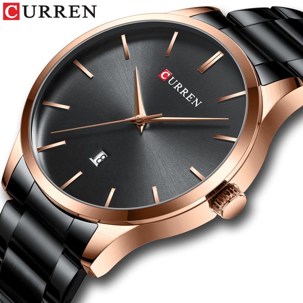 

brand curren casual business watches men classic black watch quartz clock male stainless steel wristwatch relogio masculino, Slivery;brown