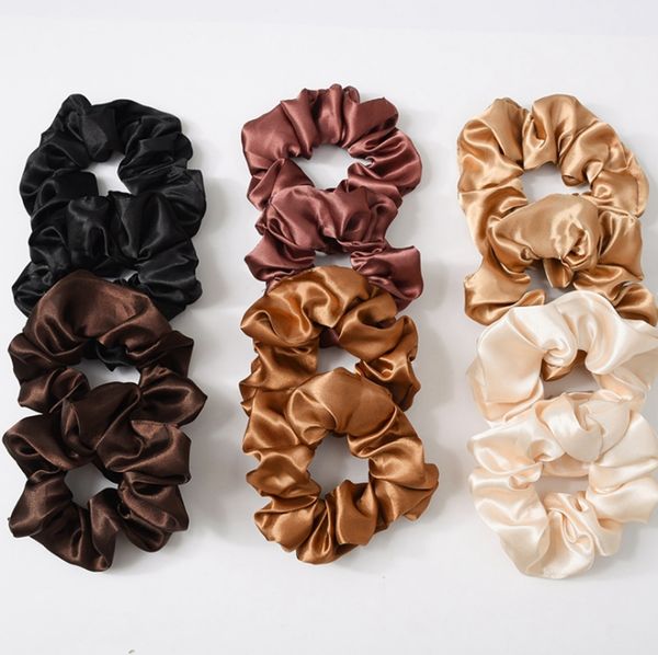 

scrunchies hairbands solid large intestine hair ties ropes sports dance hair bands girls ponytail holder hair accessories 6 designs dw4259, Slivery;white