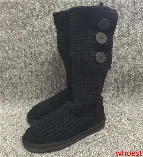 

designer boots women snow boots australian style knitting turned-over winter long boots brand ivg black grey women's size