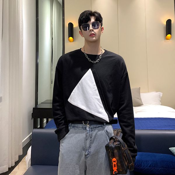 

men's sweatshirt 2019 autumn and winter new style head color match nightclub sports shirt youth personality trend men's clothing, Black