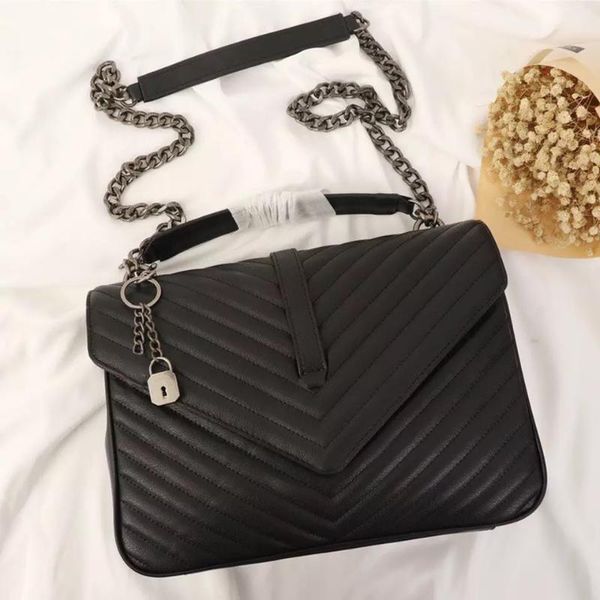 

women genuine leather handbag 32cm gurovi messenger bag female black chain shoulder bag lady crossbody