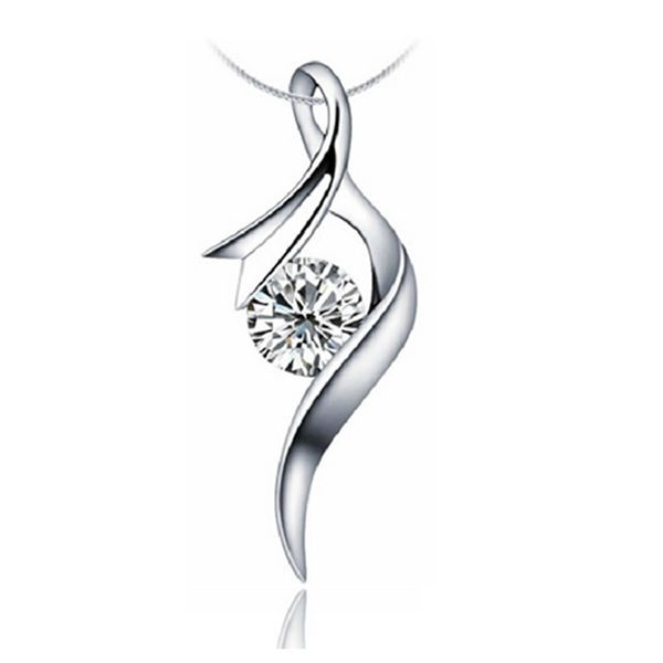 

white gold color women 925 sterling silver engagement pendant necklace oringinal silver jewelry gift for girls