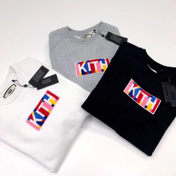 

18fw kt классического solid color crewneck box логотип толстовка повседневной улица пара хлопок пуловер свитер осень зима толстовка hfymwy14, Black